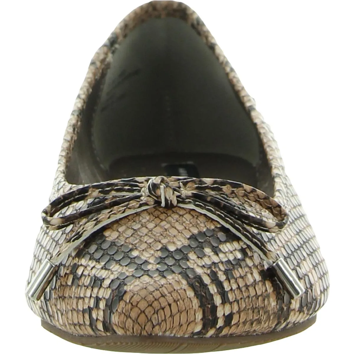 Zoey Womens Faux Leather Snake Print Ballet Flats