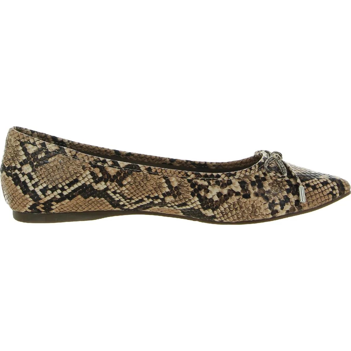 Zoey Womens Faux Leather Snake Print Ballet Flats